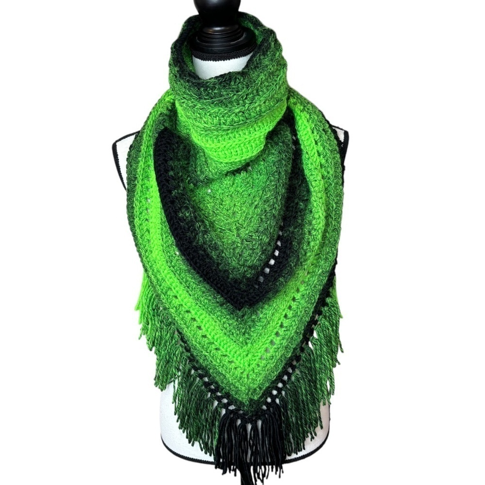 Handcrafted Crochet Cowl Neck Scarf With Fringe New Handmade by Seller Knit - Picture 7 of 16